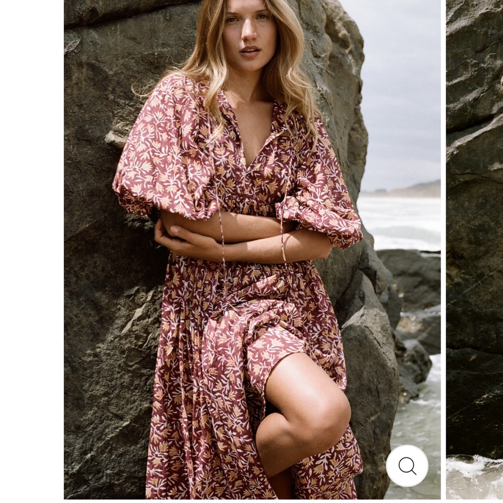 Daughters of India Floral Kyra Sumac Midi Dress - Picture 4 of 10